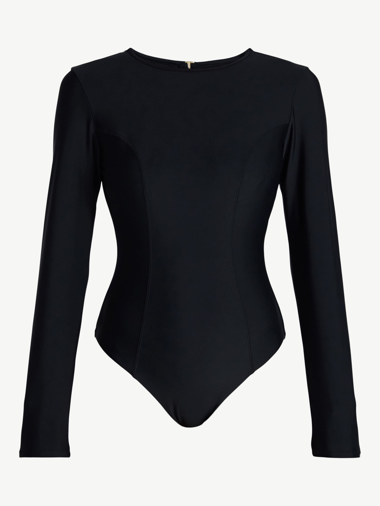 Time and Tru Women's and Women's Plus Size One Piece Rash Guard Swimsuit with Long Sleeves, Sizes XS-3X