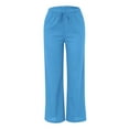 thumbnail image 5 of Blue Womens Pants Womens Daily Elastic Waist Pockets Straight Solid Color Casual Pants Loose Long Trousers Casual Pants Women, 5 of 6
