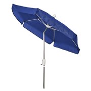 7.5' Hex Garden Tilt Umbrella 6 Rib Crank Bright Aluminum with Pacific Blue Vinyl Coated Weave Canopy