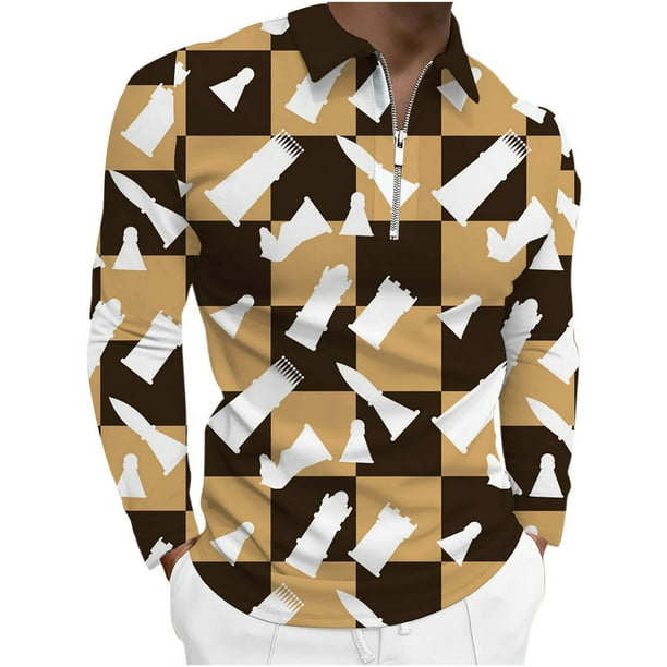 Blusa de manga larga con estampado digital colorido y media cremallera para hombre Pompotops oipoqjl47137
