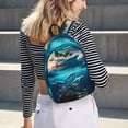 thumbnail image 5 of Vsdgher Hawaiian Ship Dolphin Print Canvas Backpack Travel Rucksack Unisex Knapsack 15.7/17.7Inch Laptop Backpack for Work,College -Small, 5 of 5