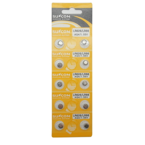 Suncom 10 Pcs Ag4 Alkaline 1 5v Button Cell Battery Single Use Lr626 Lr66 Sr626 V377 Gp377 606 Watch Toys Remotes Cameras Walmart Com Walmart Com
