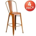 thumbnail image 4 of Commercial Grade 4 Pack 30" High Distressed Orange Metal Indoor-Outdoor Barstool with Back, 4 of 9