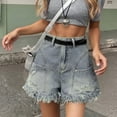 thumbnail image 2 of HUITKMM Summer Shorts for Women Low Rise Jean Shorts Washed Distressed Weekend Outfit Ripped Hole, 2 of 6