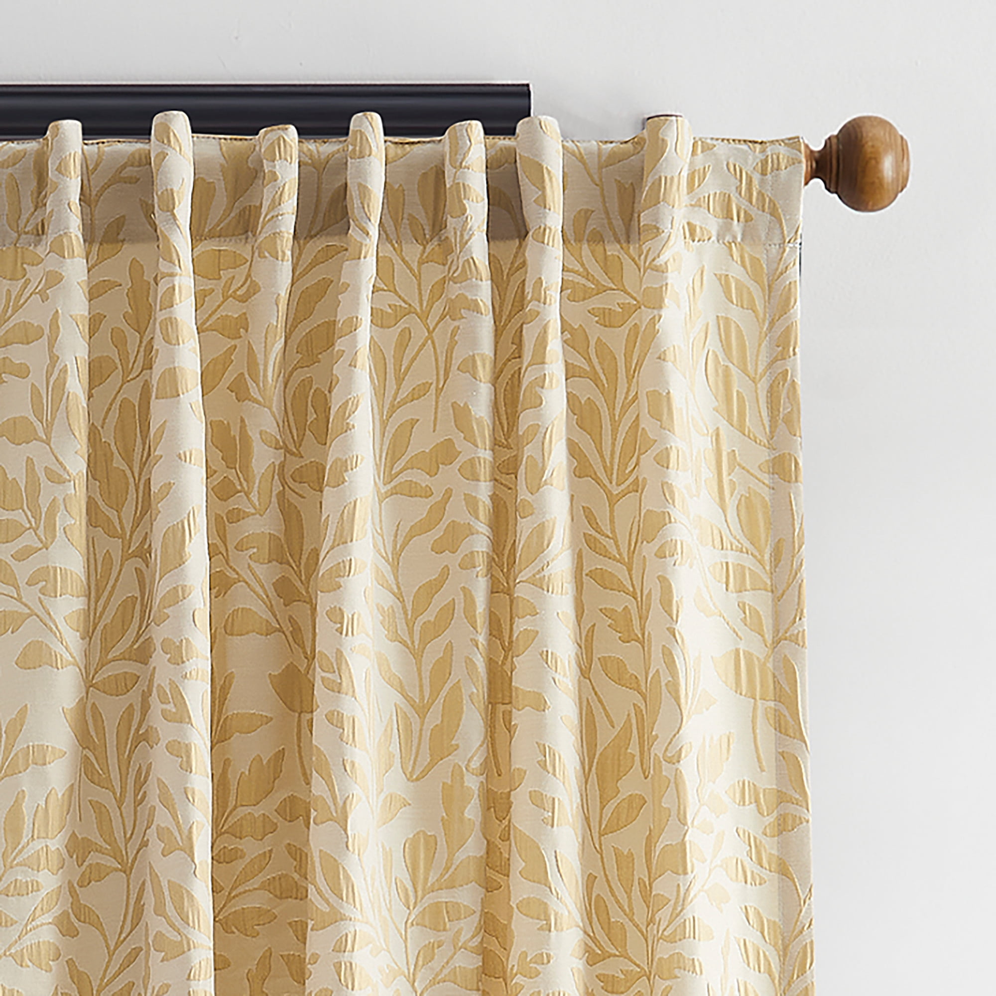 Martha Stewart Vineyard Curtain Panel Pair, Gold, Back Tab, Light Filtering, Indoor, Adult, 2 Piece Set, 50" x 84"