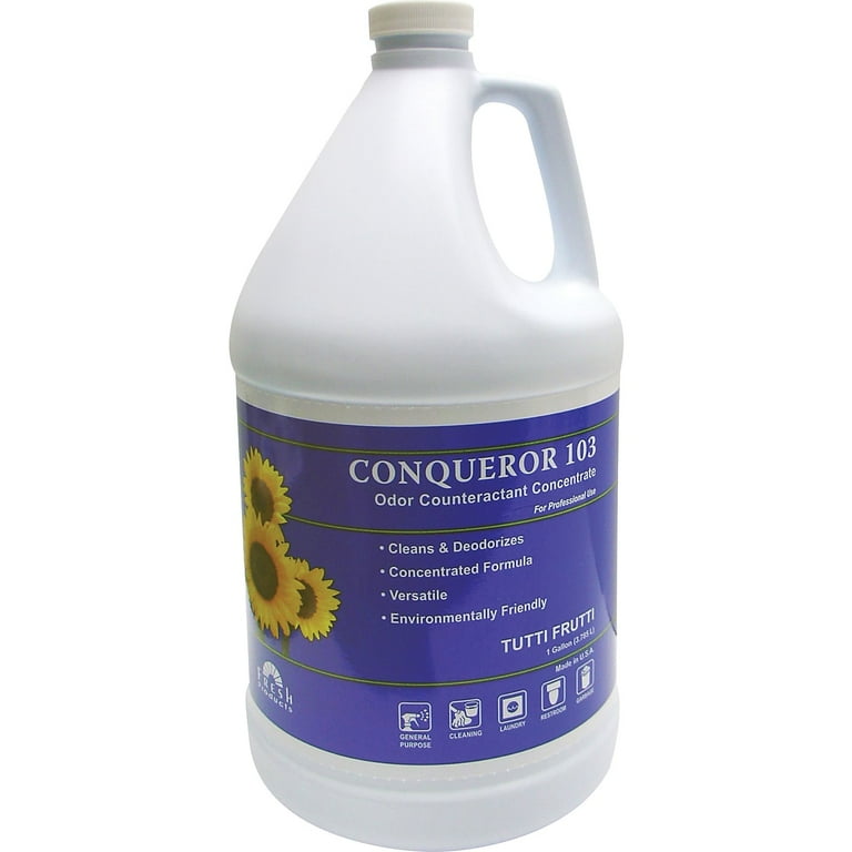 Conqueror 103 Odor Counteractant Concentrate, Tutti-Frutti, 1 gal Bottle, 4/Carton Conqueror 103 Odor Counteractant Concentrate, Tutti-Frutti, 1 gal Bottle, 4/Carton