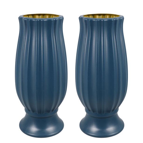 IDEANATEGRATE 2Ud Portaflores Para Cementerio Azul Oscuro Con Soporte Estable Para Uso Prolongado En Exteriores