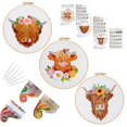 thumbnail image 1 of Kit de bordado Louise Maelys Highland Cow, 3 juegos con aro e hilos, 1 of 1