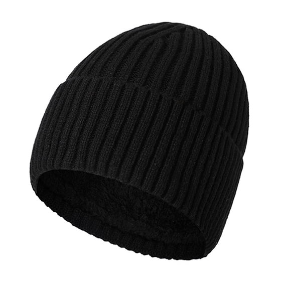 TOPTIE Winter Fleece Lined Beanie Thermal Knitted Hat Skull Cap for Men & Women-Black