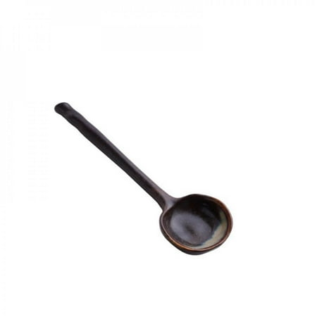 

[CLEARANCE sales]Japanese Ceramic Spoon Long Handle Home Spoon Soup Spoon Korean Cute Rice Spoon Black Sesame Scene Spoon