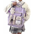 thumbnail image 1 of Backpack with pins and accessories, cute Kawaii school backpack for girls (purple), 1 of 1