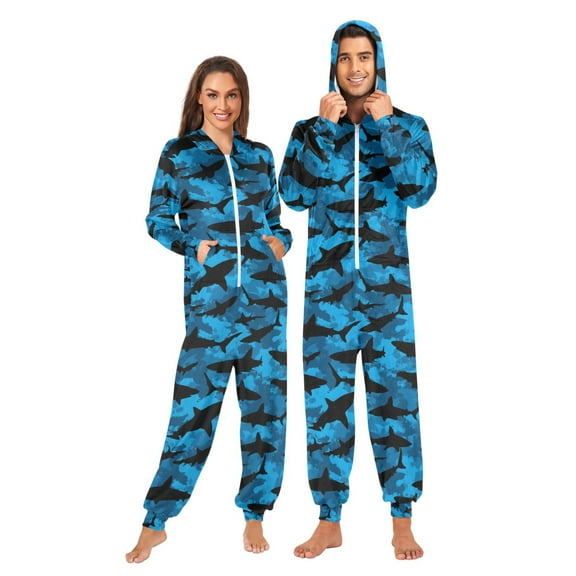 joogoo Shark Silhouette-s1 Unisex Adults Onesies Pajamas Jumpsuits L