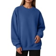 thumbnail image 5 of Garbnen Crew Neck Sweatshirt Women Fleece Lined Womens Long Sleeve Shirt Casual Fall Winter Warm Oversized Fashion Womens Pullover Tops Blue XL, 5 of 7