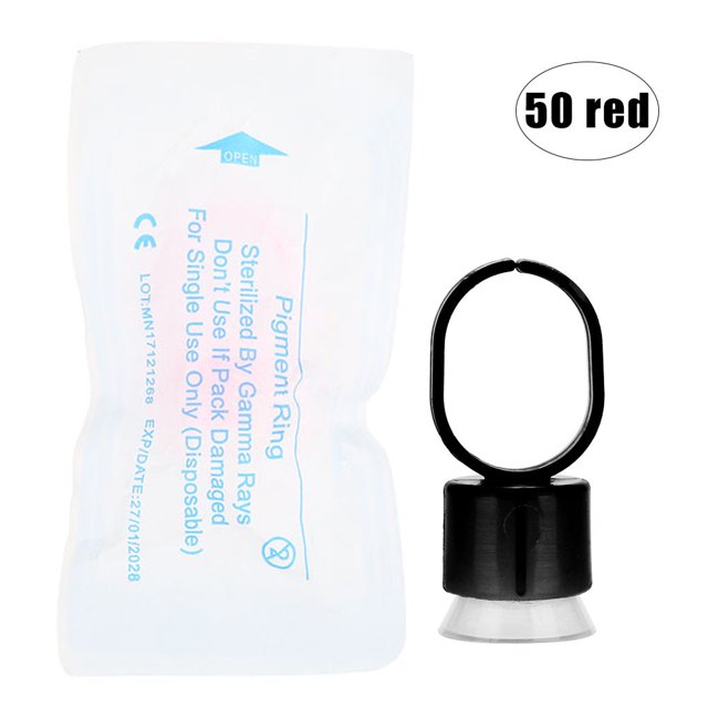 Tazas de anillo para suministro de tatuajes, 50 unids/set de tinta desechable para tatuajes, tazas de tinta desechables para tatuajes, herramienta de maquillaje permanente, respuesta rápida