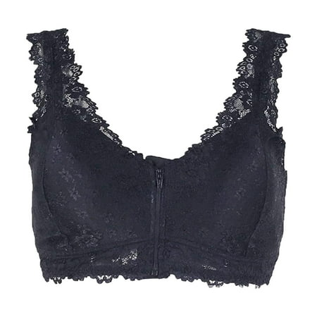 

Lace Bralettes For Women | Front Zipper Bra For Women | Lace Wireless Bra Full-Coverage Wirefree Bra Comfort Convertible Bra For Everyday Wear