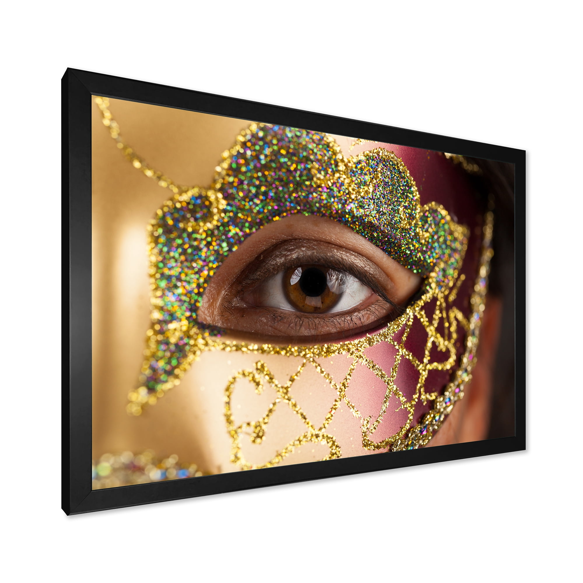Designart 'Girl With Venetian Mask' Modern Framed Art Print