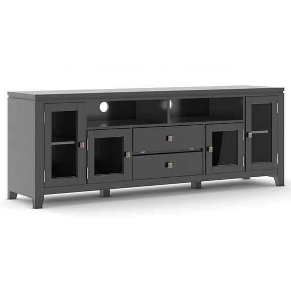 Cosmopolitan 72 inch Wide Solid Wood TV Stand in Black For TVs up to 80 inches
