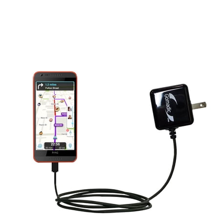 Gomadic Intelligent Compact AC Home Wall Charger suitable for the HTC Desire 620 - High output power with a convenient, foldable plug design - Uses Ti
