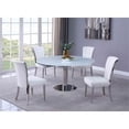 thumbnail image 4 of Milan Talia Dining Set with Extendable White Glass Table & White Tufted Chairs, 4 of 15
