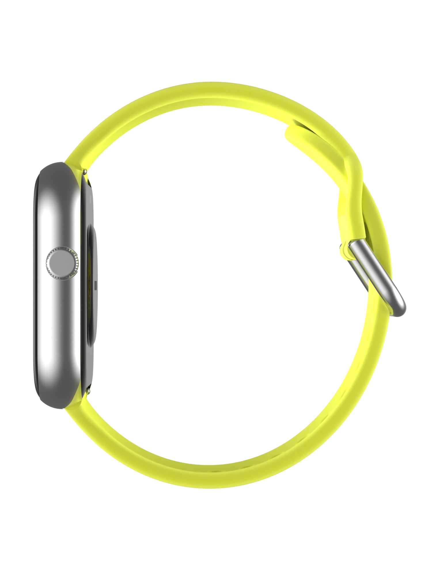 iTech Fusion 4 Unisex Adult Rectangular Smart Watch, Silver, Yellow Silicone Strap