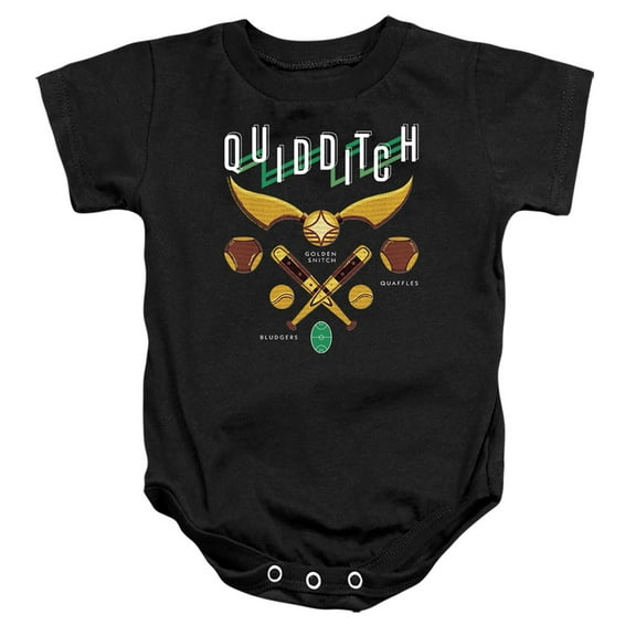 Harry Potter Quidditch Equipment Logo Unisex Infant Snap Suit for Baby (6 Months) Black