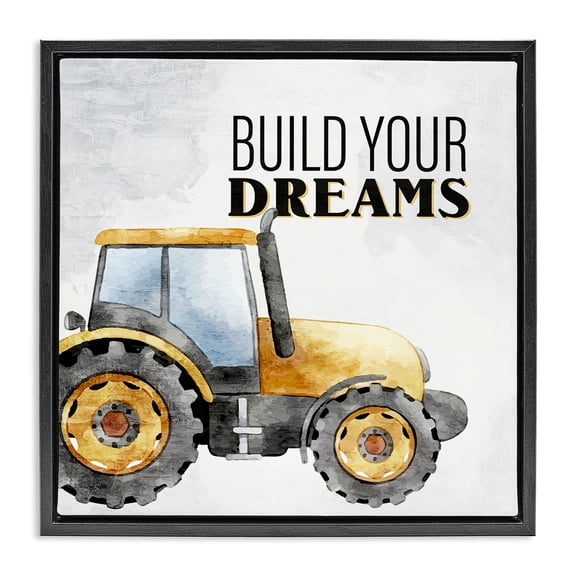 Stupell Industries Build Your Dreams Phrase Transportation Painting Black Floater Framed Canvas Art Print Wall Art, 18 x 18