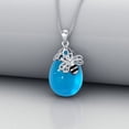 thumbnail image 2 of Bee 925 Sterling Silver Necklace for Women Blue Crystal Pendant for Her Jewelry Gift for Mother Wife Christmas, 2 of 6