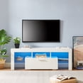 thumbnail image 5 of FashionTVstandTVcabinet,EntertainmentCenter,TVstationTV console,media console,with LEDlight belt,light belt remote control,toughenedglassshelf,metal handle,Canbeplaced in the living room,bedroom,whit, 5 of 21
