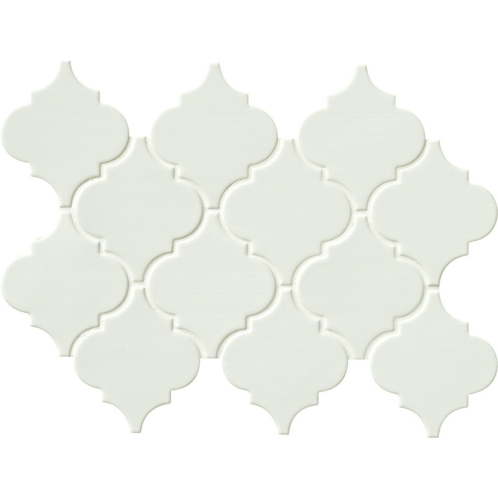 Whisper White Arabesque 10-1/2 in. x 15-1/2 in. x 8 mm Glazed Ceramic ...