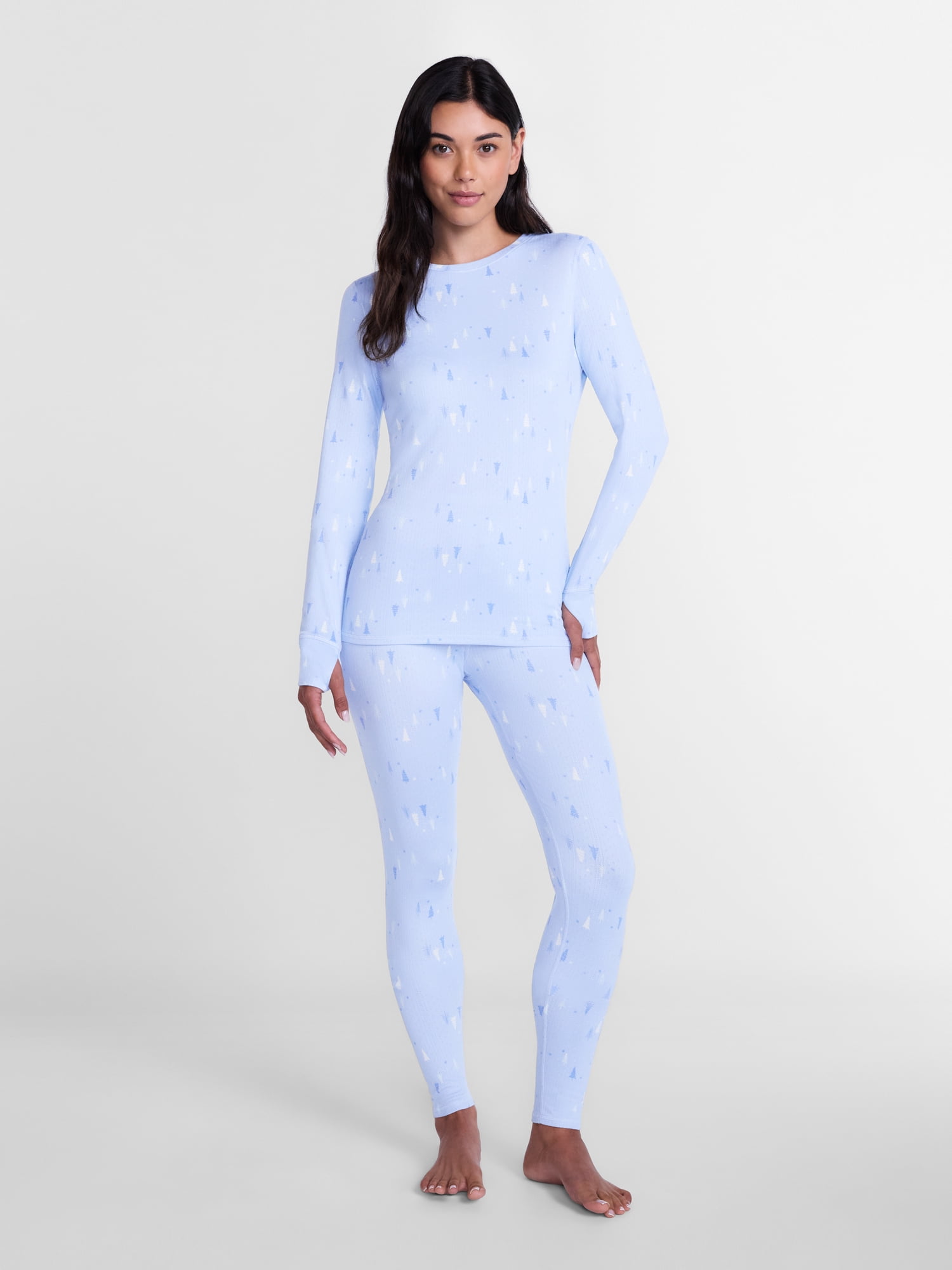 ClimateRight by Cuddl Duds Women's Pointelle Knit 2PC Top and Legging Thermal Base Layer Set, Sizes XS to 4X