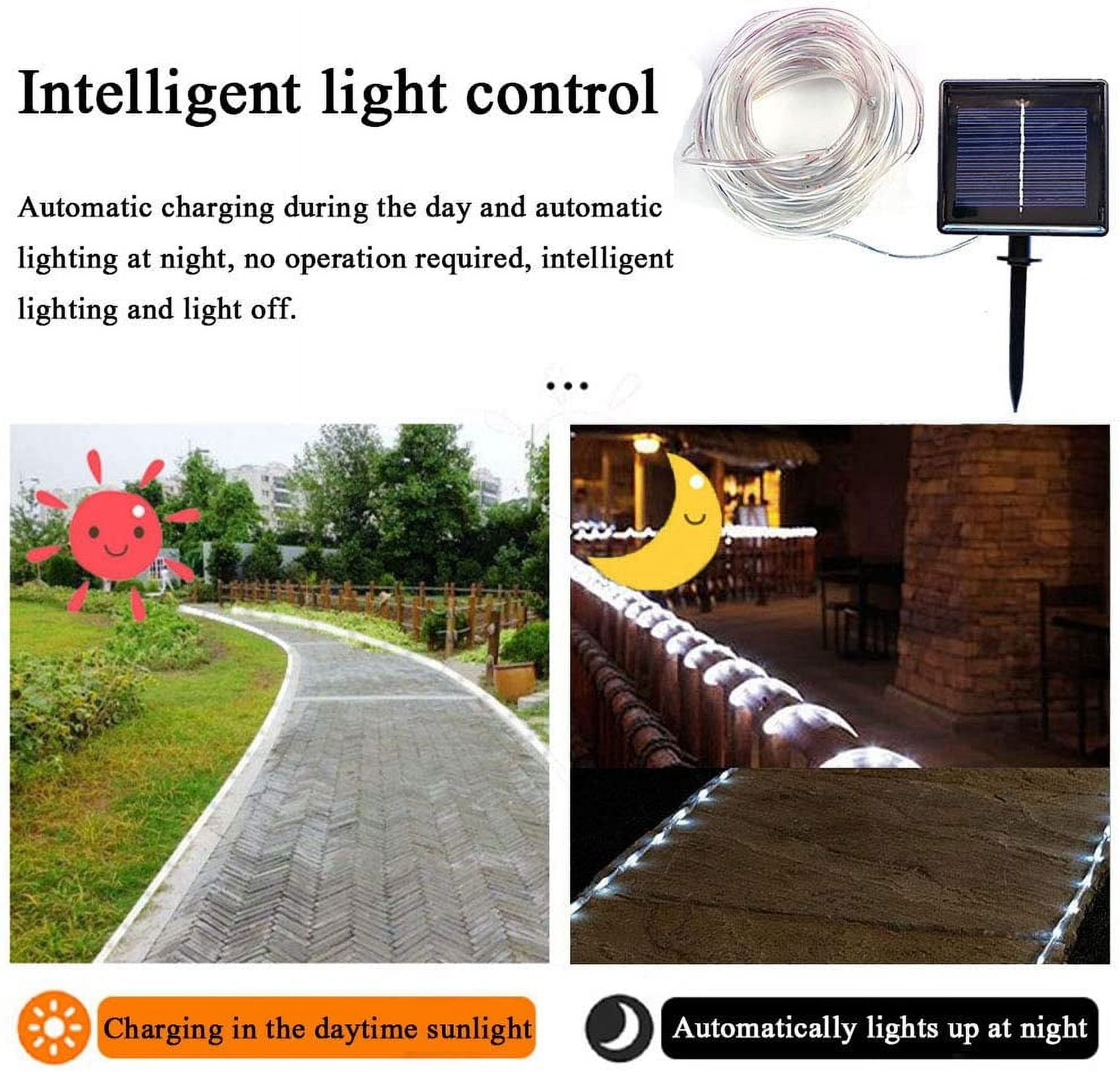 NOGIS Solar Rope Lights, 72 Feet 200 LED 8 Modes Solar Rope String Lights Outdoor Fairy Lights Rope Waterproof Tube Lights with Solar Panel for Home Decoration Garden Parties (Cool White?