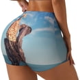 thumbnail image 2 of Kdxio Elephant And A Giraffe Sitting On A Rock Admiring The Ocean Print Workout Shorts for Women Seamless Soft Smooth Gym Yoga Scrunch Active Shorts, 2 of 5