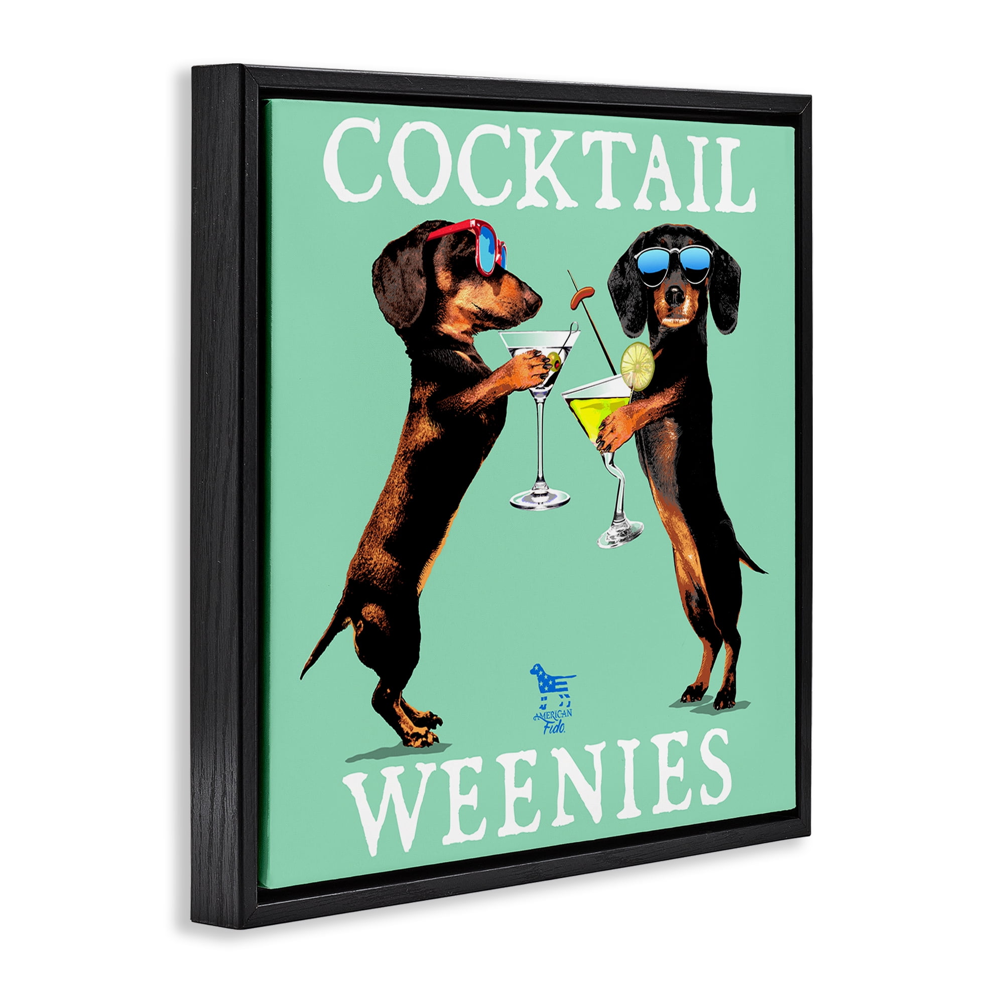 Stupell Industries Flashy Cocktail Weenies Food & Beverage Painting Black Floater Framed Canvas Art Print Wall Art, 18 x 18