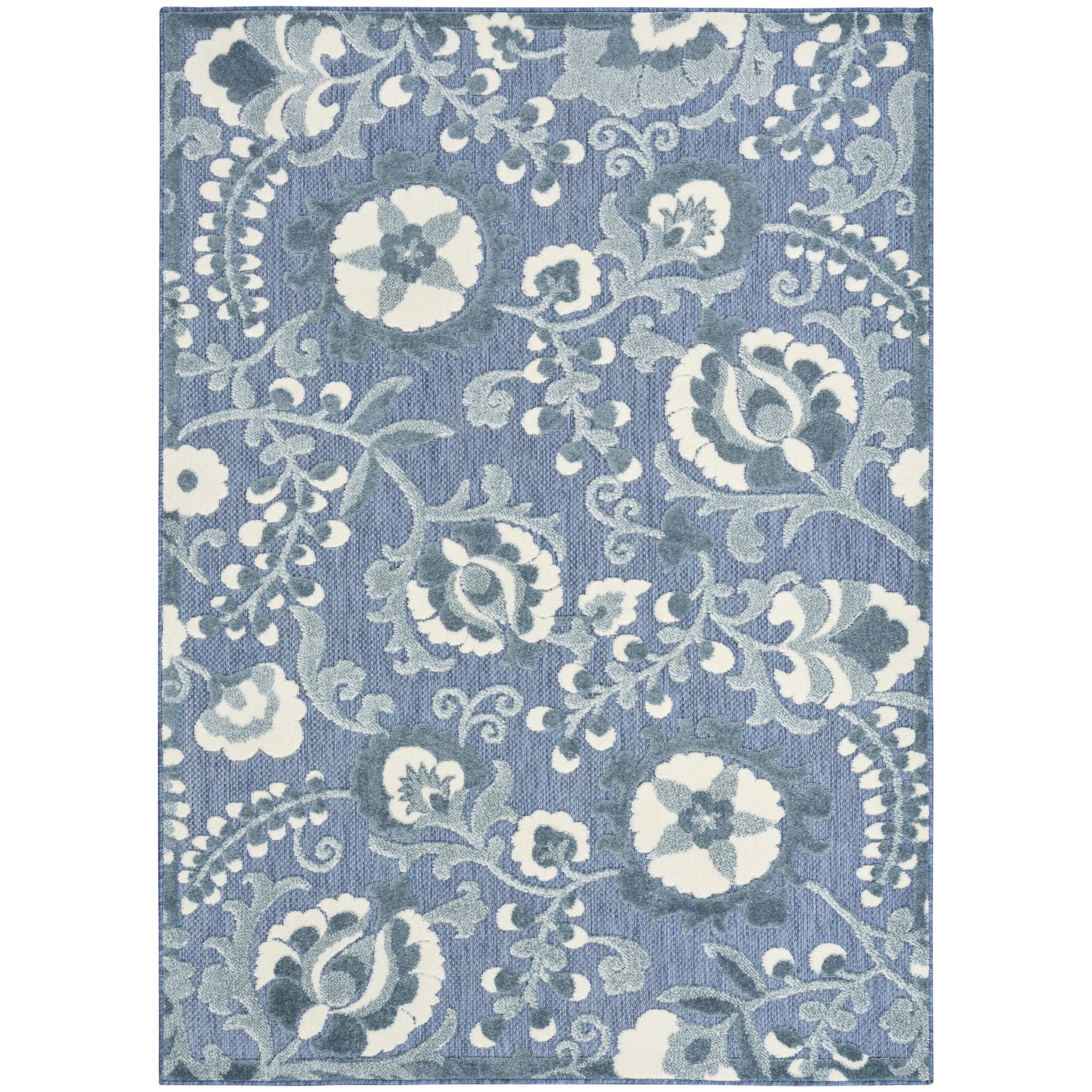 Nourison Aloha 5'3" x 7'5" Blue Farmhouse Rug