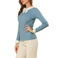 thumbnail image 4 of INSPIRE CHIC Blouse Élégante à Col pour Femme à Manches Longues pour le Travail au Bureau m Bleu, 4 of 7
