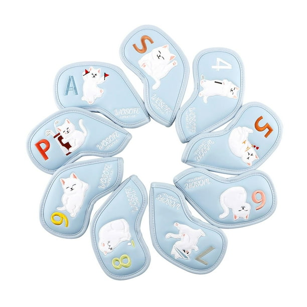 Juego de 9 fundas para palos de golf, fundas protectoras para hierros de golf, regalo Azul