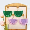 thumbnail image 5 of Bocar Bohemia Beaded Fringe Statement Earrings with Long Dangling Tassel Raffia Earrings for Women(ER1183_Green_Big), 5 of 5