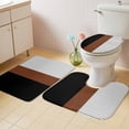 thumbnail image 2 of Black Brown Bath Mat 3 Piece Bathroom Rug Set, Contemporary Striped Boho Art Non Slip Bath Rug Contour Mat and Toilet Lid Cover, Absorbent Shower Mats Soft Bath Rugs and Mats Sets, 2 of 8