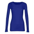 thumbnail image 6 of Womens Long Sleeve Stretch Crewneck Ribbed T-Shirt Slim Fit Casual Basic Tops Dark Blue S, 6 of 6