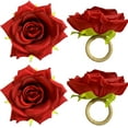 thumbnail image 1 of Handicraft Flower Napkin Rings Set of 4, Crafts Vine Design Napkin Holder Rings Table Decorations for Wedding, Valentine's, Banquet, Christmas, Birthday, Thanksgiving, Red, 1 of 7