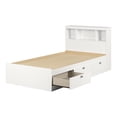 South Shore Spark 3Drawer Storage Bed, Twin, White, with Bookcase