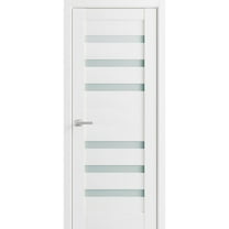 Solid French Door Frosted Glass 42 x 96 inches | Quadro 4266 White Silk | Single Regular Panel Frame Trims Handle | Bathroom Bedroom Sturdy Doors
