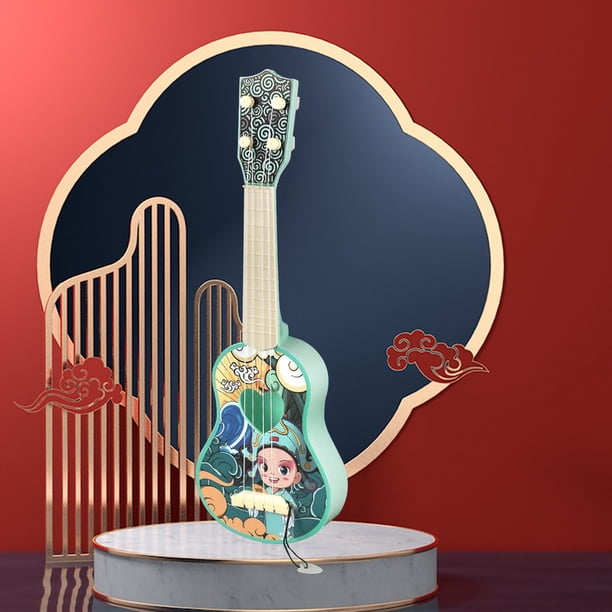 Ganfancp Juguete de Ukelele para Niños, Instrumento Musical Portátil de Iluminación, Guitarra de Juguete, Instrumentos Musicales de Guitarra de 4 Cuerdas para Niños y Niñas, Guitarra para Principiant
