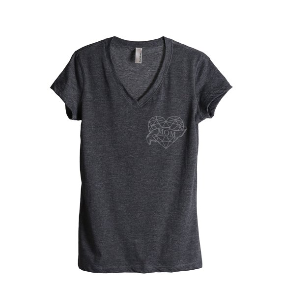 Thread Tank Polygon Tattoo Heart Mom Women's Relaxed V-Neck T-Shirt Tee Charcoal 2X-Large