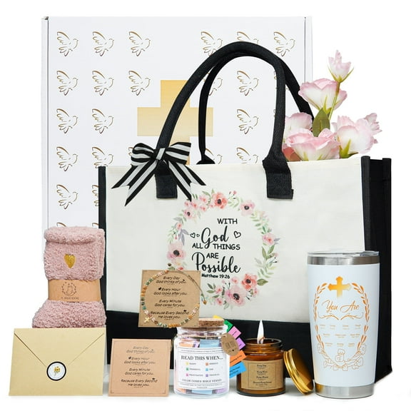 Christian Gifts for Women Faith,Spiritual Gifts for Women,Religious Gifts for Female Unique Catholic Gift Inspirational Gifts for Female,Mom, Sister,Friends,Grandma,Wife w/Bible Verse Jar(white)