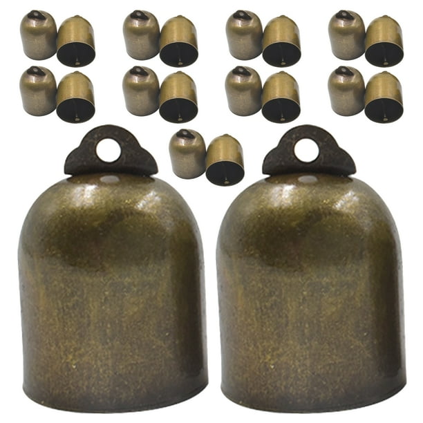 20 cascabeles de bronce vintage pequeños de latón para colgar en el árbol de Navidad, decoración para campanas de viento, para allanamiento de morada, decoración de bodas, manualidades de bricolaje.