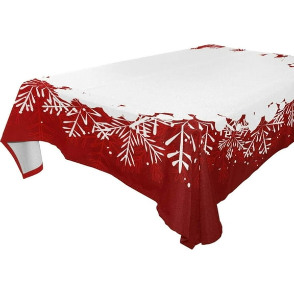 SKYSONIC 60"x120" Square Tablecloth with Winter Christmas Snowflake Prints, Anti-Wrinkle and Smooth Table Cloth for Kitchen/Home Party Decoration