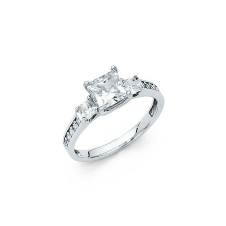 Paradise Jewelers 14k Solid White Gold 1 75 Cttw Cubic Zirconia Paradise Jewelers 14k Solid White Gold 1 75 Cttw Cubic Zirconia Wedding Engagement Ring Size 6