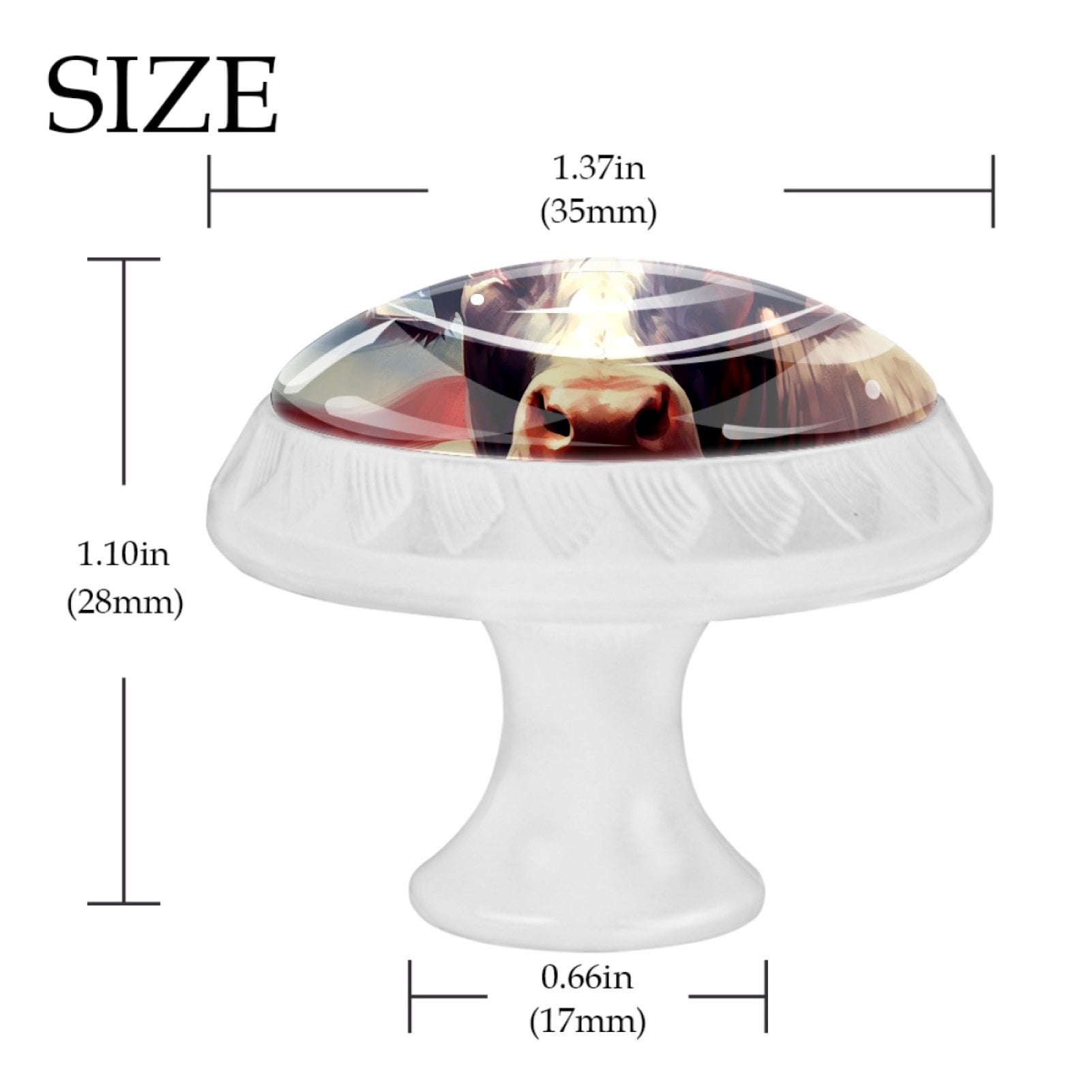 4 Pcs Cow American Flag Knobs for Kitchen Cabinet Cupboard Dresser Bookcase Drawer Pulls Handles Round Home Decor