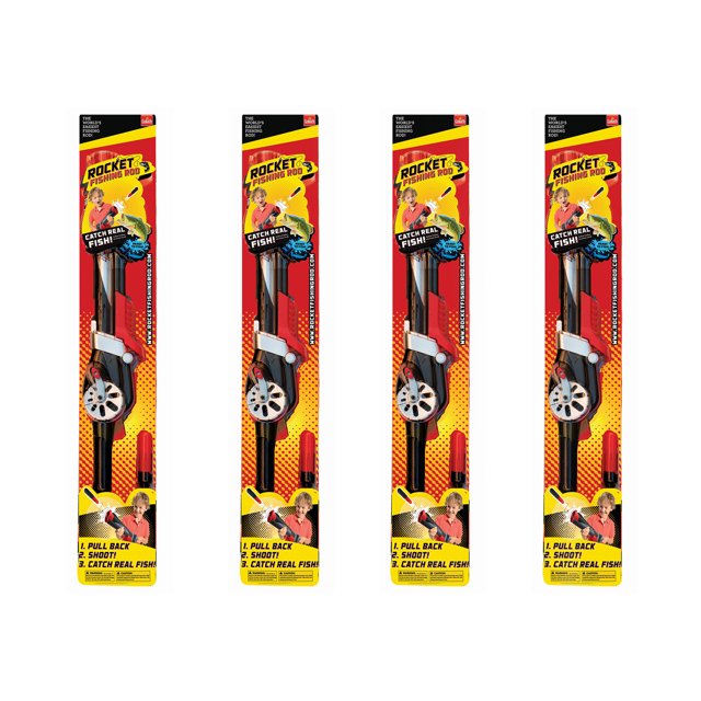 Goliath Kids Rocket Fishing Pole Rod and Reel Combo with Safety Bobber (4 Pack)